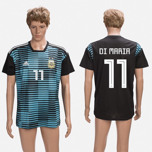 Argentina #11 Di Maria Black Training Soccer Country Jersey